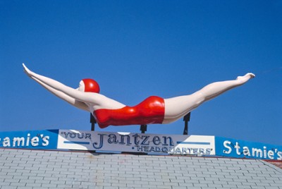 Stamie's Beachwear Jantzen Sign on Ocean Avenue in Daytona Beach, Florida - Classic Black & White Print In The Living Room