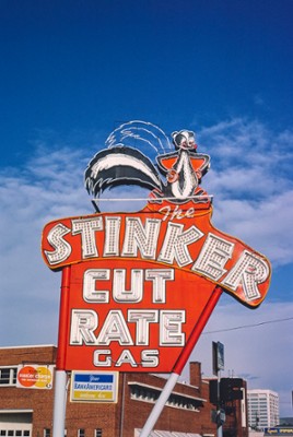 Stinker Cut-Rate Gas Sign in Boise, Idaho - Classic Black & White Print In The Living Room