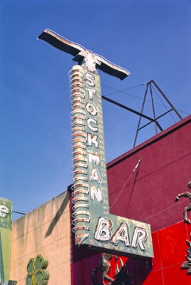 Stockman Bar Sign in Wibaux, Montana - Classic Black & White Print