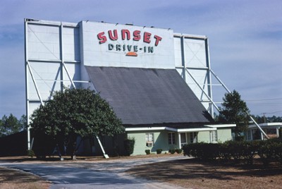 Sunset Drive-In Theater in Moultrie, Georgia - Classic Black & White Print In The Living Room