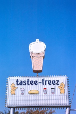 Tastee-Freez Ice Cream Sign on Rt. 60 in Bartlesville, Oklahoma - Classic Black & White Print On A Wall