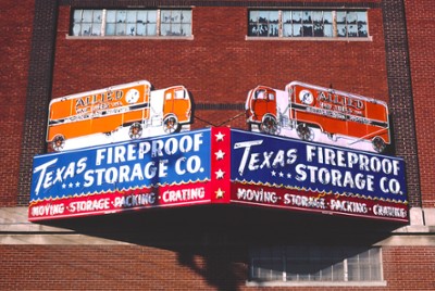 Texas Fireproof Storage Sign in Waco, Texas - Classic Black & White Print On A Wall