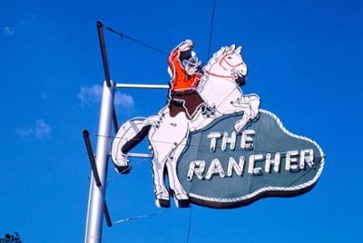 The Rancher Western Wear Sign on Route 80 in Monroe, Louisiana - Classic Black & White Print On A Wall