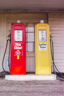 Two Texaco Pumps on Rt. 1 in Dumfries, Virginia - Classic Black & White Print