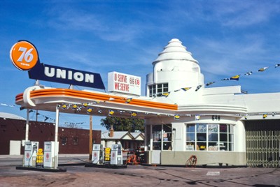 Union 76 Gas Station on 4th & Stone in Tucson, Arizona - Classic Black & White Print In The Living Room