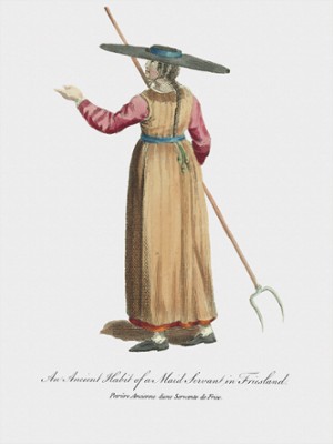 An Ancient Habit of a Maid Servant in Friesland - Classic Black & White Print