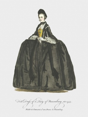 Full Dress of a Lady of Nuremburg in 1755 - Classic Black & White Print