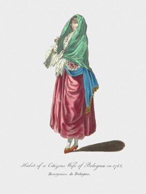 Habit of a Citizen's Wife of Bologna in 1768 - Classic Black & White Print