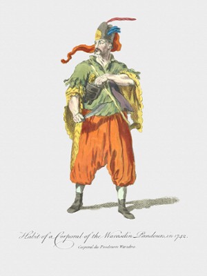 Habit of a Corporal of the Warasdin Pandours in 1742 - Classic Black & White Print In The Living Room