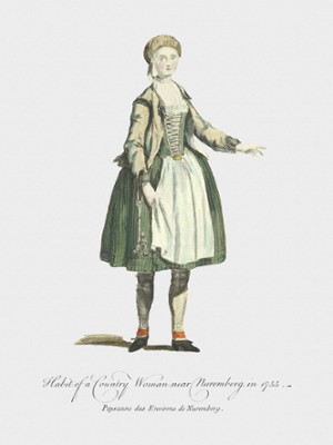 Habit of a Country Woman near Nuremberg in 1755 - Classic Black & White Print On A Wall
