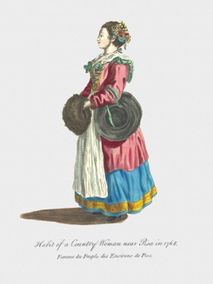 Habit of a Country Woman near Pisa in 1768 - Classic Black & White Print In The Living Room