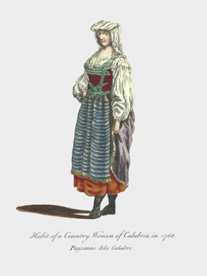 Habit of a Country Woman of Clabria in 1768 - Classic Black & White Print