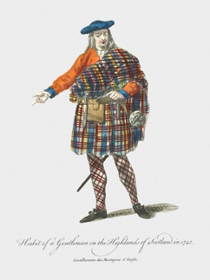 Habit of a Gentleman in the Highlands of Scotland in 1745 - Classic Black & White Print In The Living Room