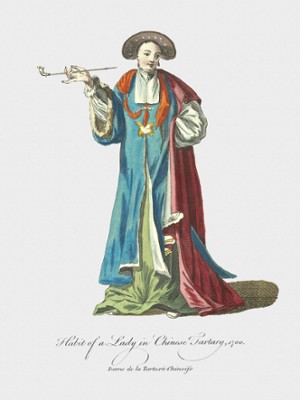 Habit of a Lady in Chinese Tartary 1700 - Classic Black & White Print