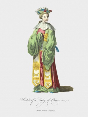 Habit of a Lady of China in 1700 - Classic Black & White Print In The Living Room