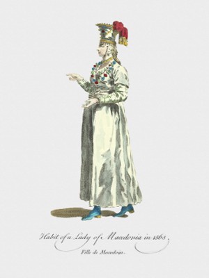 Habit of a Lady of Macedonia in 1568 - Classic Black & White Print In The Living Room