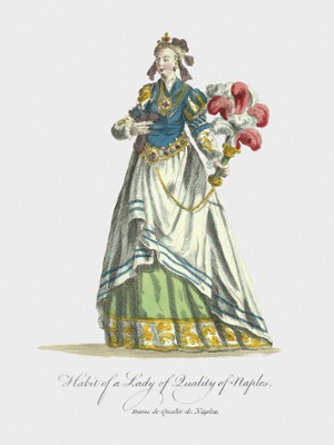 Habit of a Lady of Quality of Naples - Classic Black & White Print