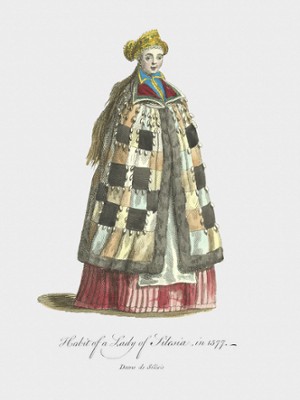 Habit of a Lady of Silesia in 1577 - Classic Black & White Print On A Wall