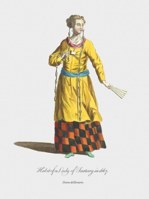 Habit of a Lady of Tartary in 1667 - Classic Black & White Print In The Living Room