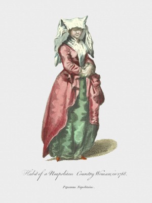 Habit of a Neapolitan Country Woman in 1768 - Classic Black & White Print On A Wall