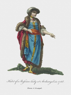 Habit of a Russian Lady at Archangel in 1768 - Classic Black & White Print
