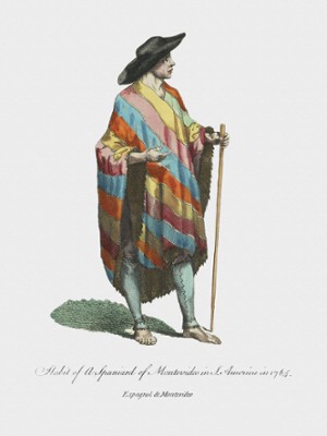 Habit of a Spaniard of Montevideo in South America in 1764  - Classic Black & White Print In The Living Room