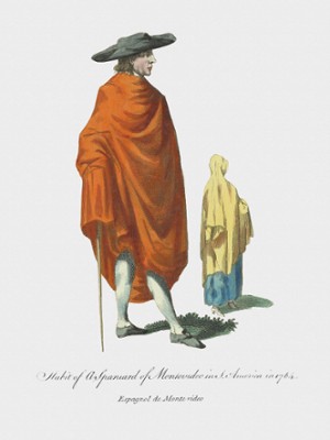 Habit of a Spaniard of Montevideo in South America in 1764 - Classic Black & White Print