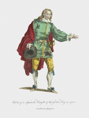 Habit of a Spanish Knight of the Golden Key in 1700 - Classic Black & White Print On A Wall