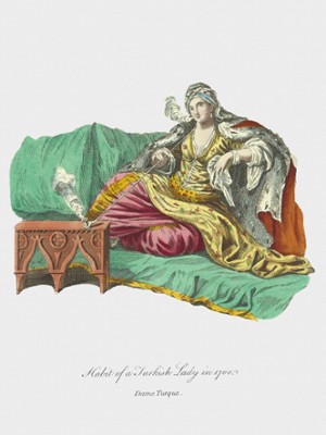 Habit of a Turkish Lady in 1700 - Classic Black & White Print In The Living Room