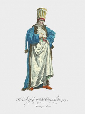 Habit of a Eunuch in 1749 - Classic Black & White Print On A Wall