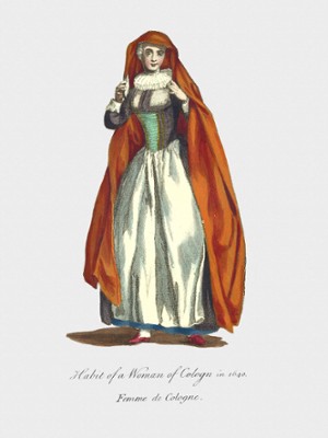 Habit of a Woman of Cologne in 1640 - Classic Black & White Print In The Living Room