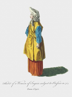 Habit of a Woman of Ingria Subject to Russia in 1764 - Classic Black & White Print In The Living Room