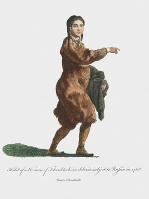 Habit of a Woman in Siberia in 1768 - Classic Black & White Print In The Living Room