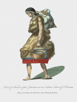 Habit of a Woman of the Christianoux of North America - Classic Black & White Print