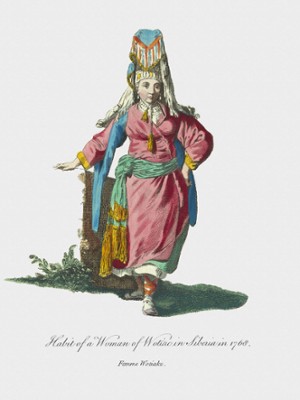 Habit of a Woman of Wotiac in Siberia in 1768 - Classic Black & White Print In The Living Room