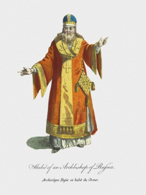 Habit of an Archbishop of Russia - Classic Black & White Print