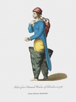 Habit of an Eskimaux Woman of Labrador in 1766 - Classic Black & White Print On A Wall