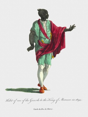 Habit of a Guard to the King of Morocco in 1695 - Classic Black & White Print In The Living Room