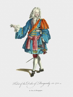 Habit of the Duke of Burgundy in 1700 - Classic Black & White Print