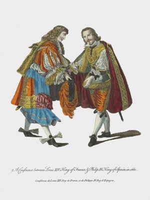 Louis XIV King of France and Philip IV King of Spain in 1660 - Classic Black & White Print In The Living Room